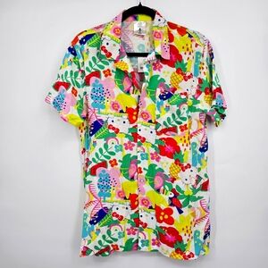 Hello‎ Kitty Tropical Print Button Down Shirt NWT Women’s S Colorful